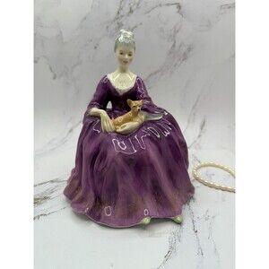 Vintage Royal Doulton Charlotte #2421, 6.5" H, England, purple dress‎
